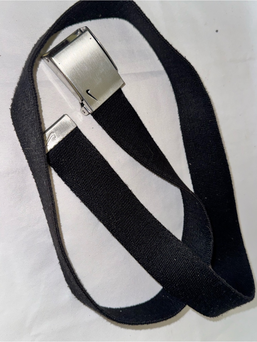 Nike Black Elastic Web Belt with Silver Buckle